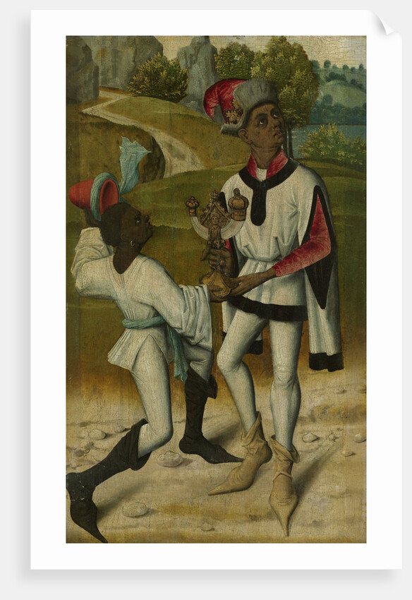 King Balthasar, one of the Three Magi, and a Servant, fragment from An Adoration of the Magi by Anonymous