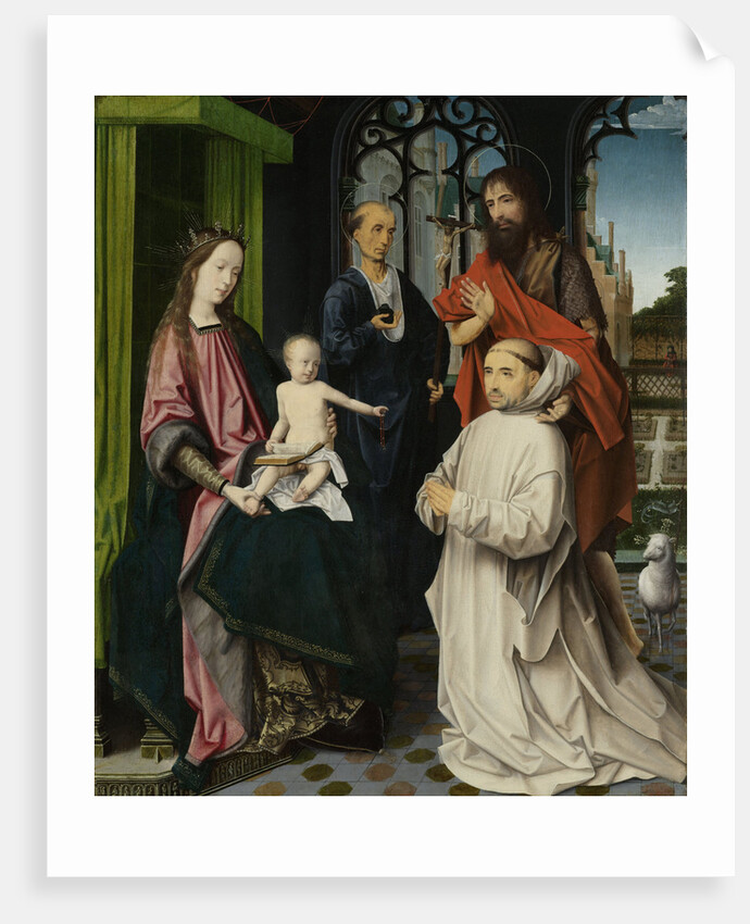 Virgin and Child Enthroned, with Saints Jerome and John the Baptist and a Carthusian Monk by Jan Provoost