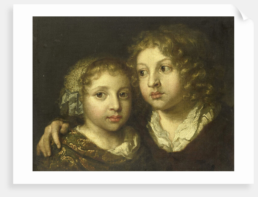 A daughter and a son (Constantijn?) of the artist by Caspar Netscher