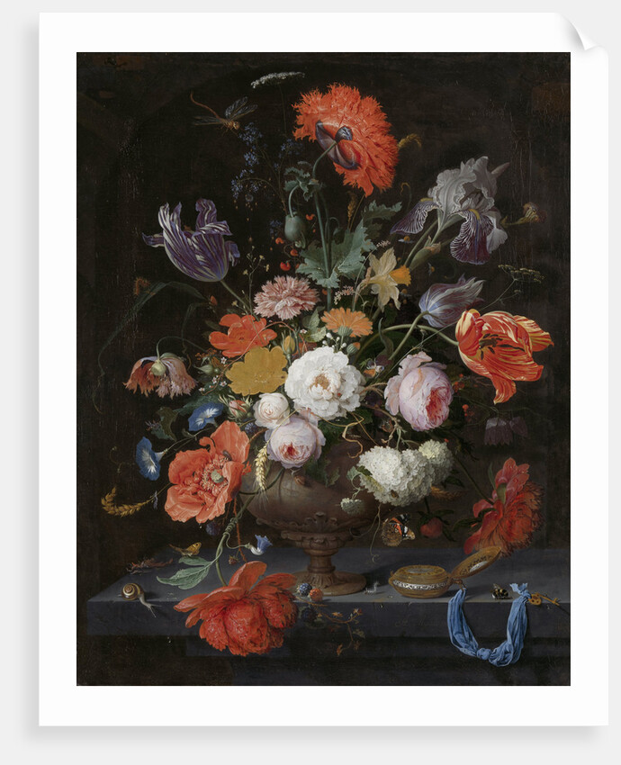 Still Life with Flowers and a Watch by Abraham Mignon
