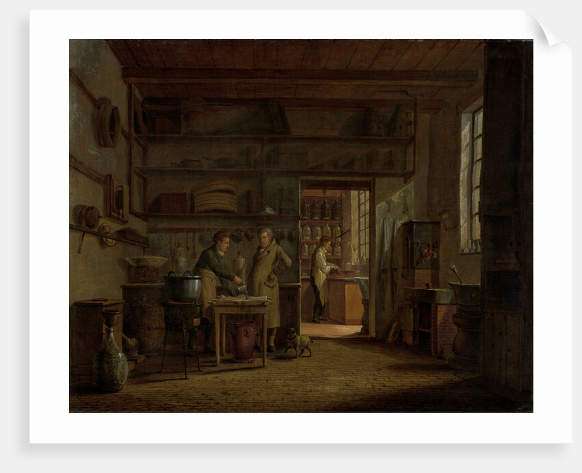 Interior of the Laboratory of the Apothecary A. d'Ailly by Johannes Jelgerhuis