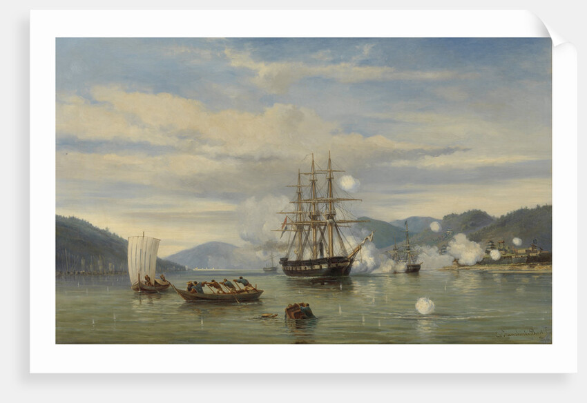HNLMS Steam Warship Medusa Forcing Passage through the Shimonoseki Strait by Jonkheer Jacob Eduard van Heemskerck van Beest