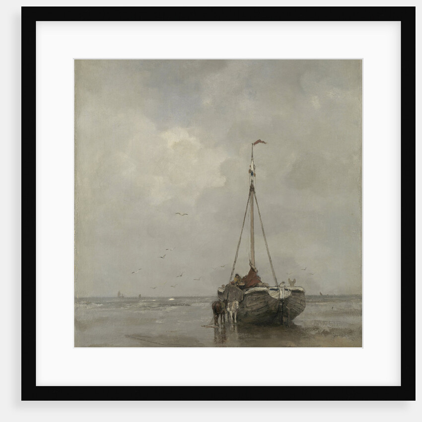 Bluff-bowed Fishing Boat on the Beach at Scheveningen by Jacob Maris