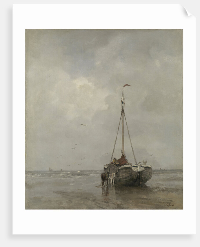 Bluff-bowed Fishing Boat on the Beach at Scheveningen by Jacob Maris