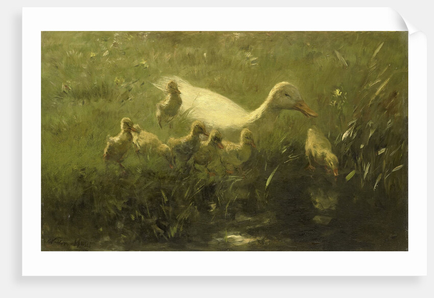 White duck with chicks by Willem Maris