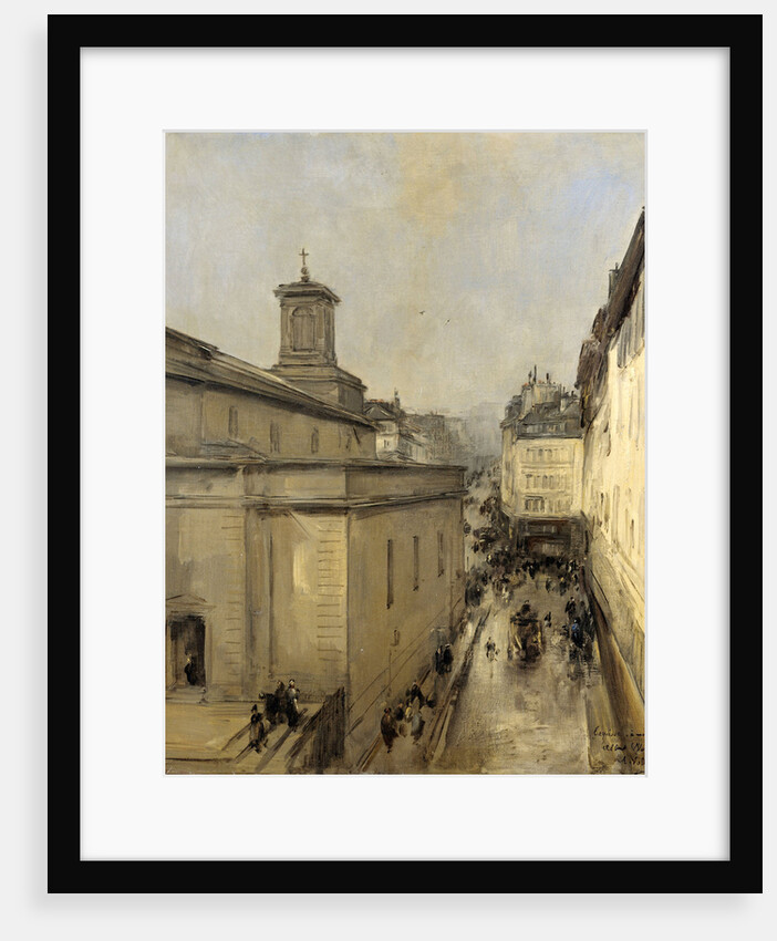 View of the Church of Notre Dame de Lorette and the Rue Fléchier, Paris France by Antoine Vollon
