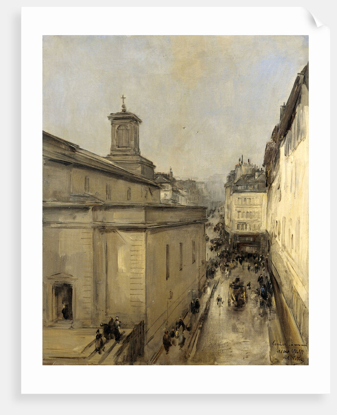 View of the Church of Notre Dame de Lorette and the Rue Fléchier, Paris France by Antoine Vollon