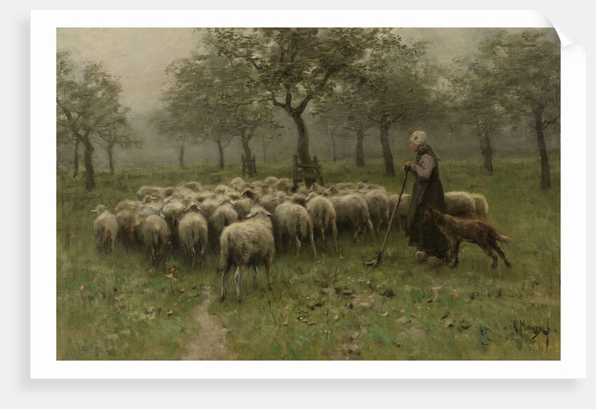 Shepherdess with a Flock of Sheep by Anton Mauve
