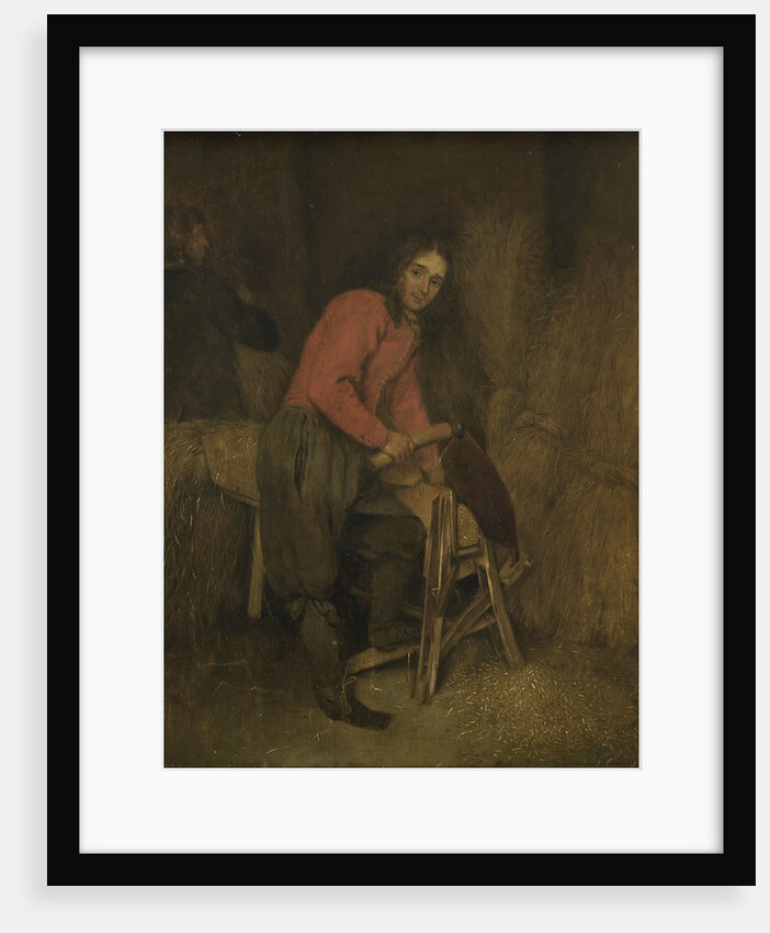 Trimming bales of hay by Caspar Netscher