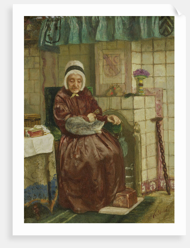 Old woman by the fireplace by August Allebé
