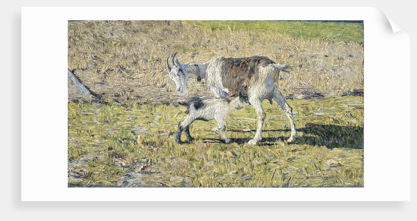 A Goat with her Kid, Giovanni Segantini by Italian painter