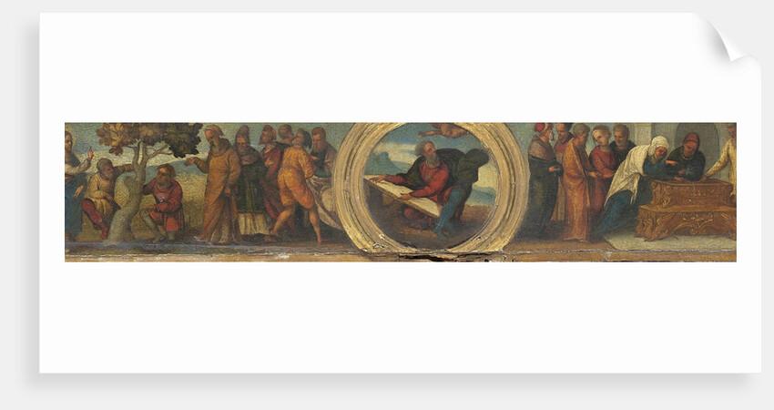 Moses and the Tablets of the Law, the Curse of the Withered Fig Tree, and the Parable of the Widow's Mite by Lodovico Mazzolino
