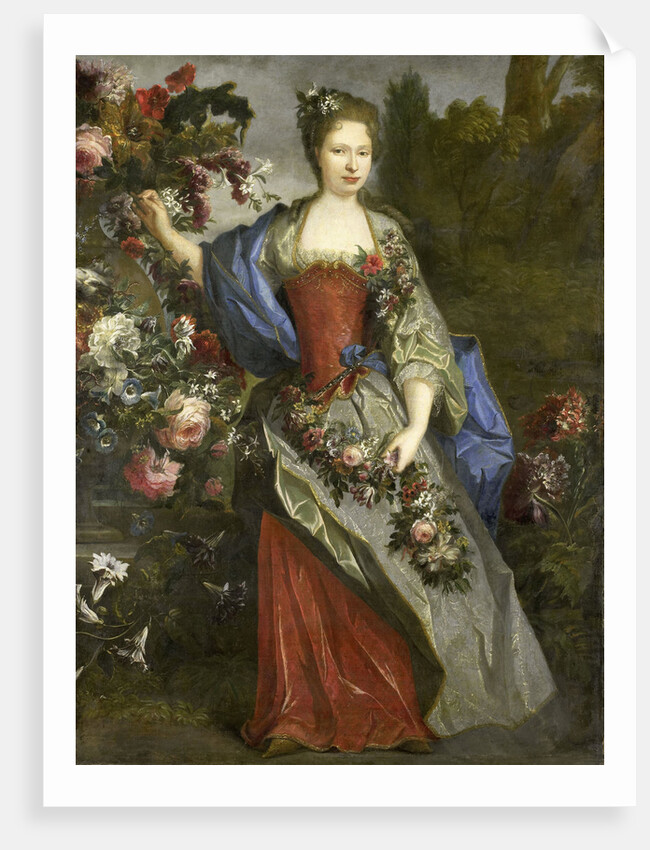 Portrait of a Woman, according to tradition Marie Louise Elisabeth d'Orléans, Duchess of Berry, as Flora by School of Nicolas de Largillière