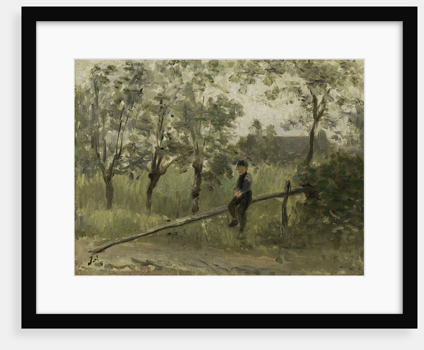 Farm boy on a barrier by Jozef Israëls