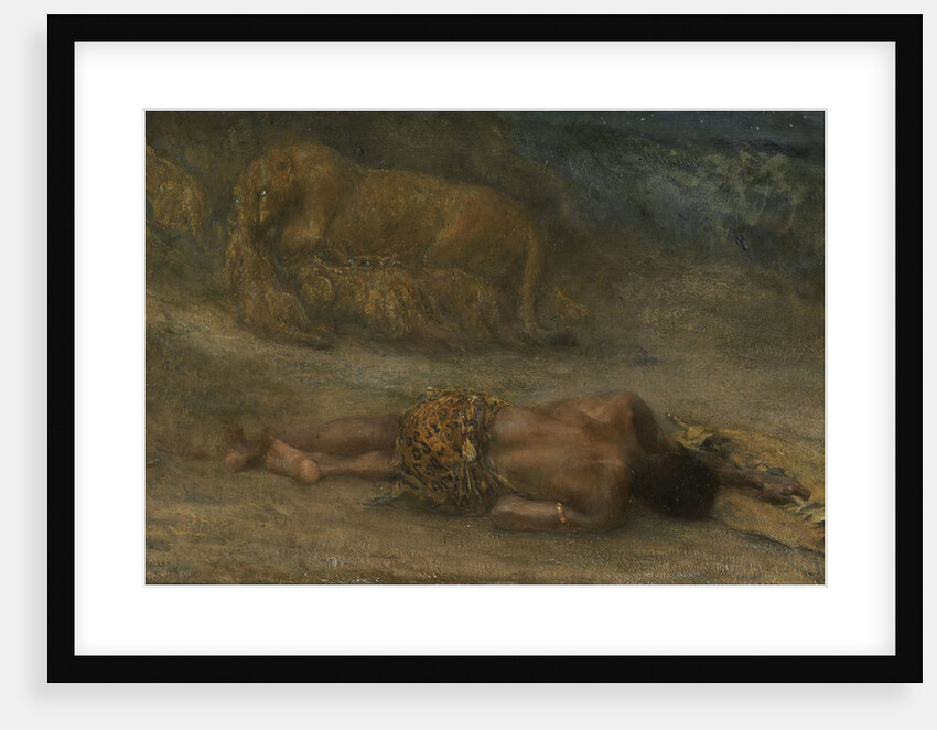 A lioness with her cubs at a dead black man named Nemesis by John Macallan Swan