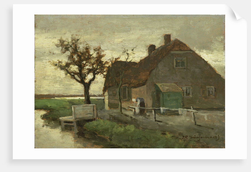 Farm house near a canal by Johan Hendrik Weissenbruch