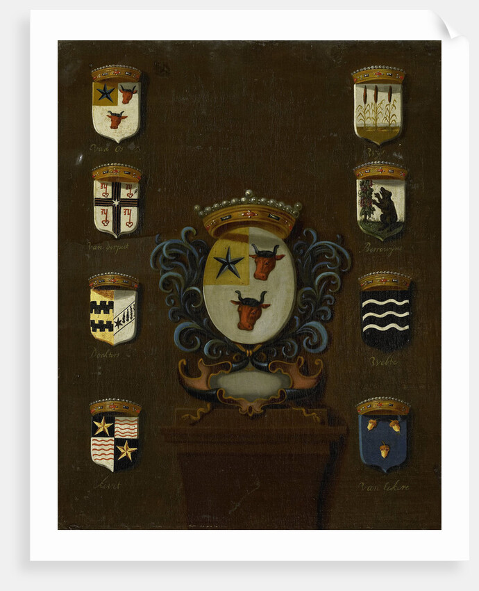 Coat of Arms of Sara van Os, Wife of Jan van Reyersbergh with its eight quarterings by Anonymous