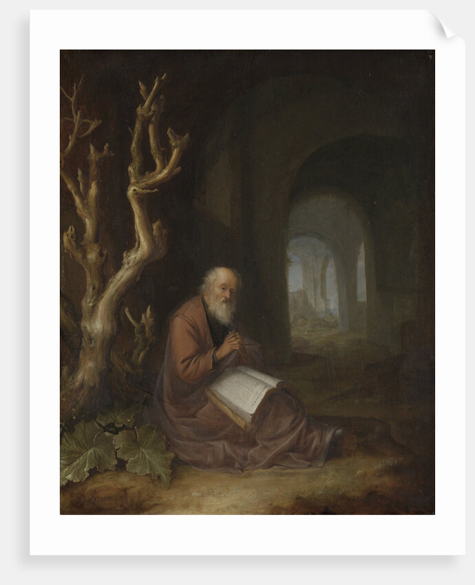 A hermit praying in a ruin by Jan Adriaensz. van Staveren
