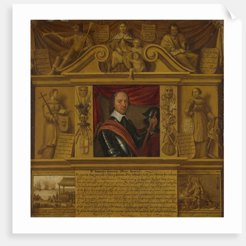 Portrait of Oliver Cromwell, in a Frame with Allegorical Figures and Historical Representations by Anonymous