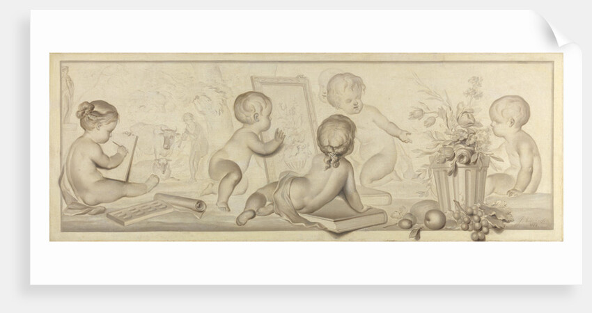Six Putti with Flowers and Fruit and the Attributes of Drawing by Jurriaan Andriessen
