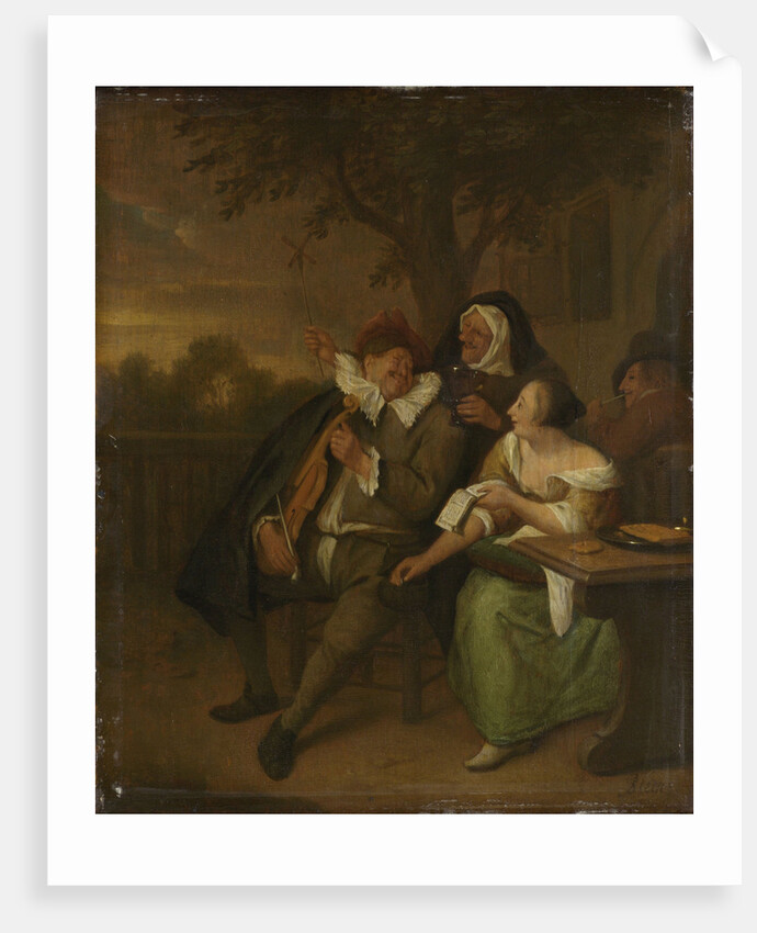 Man with a fiddle in bad company by Jan Havicksz. Steen