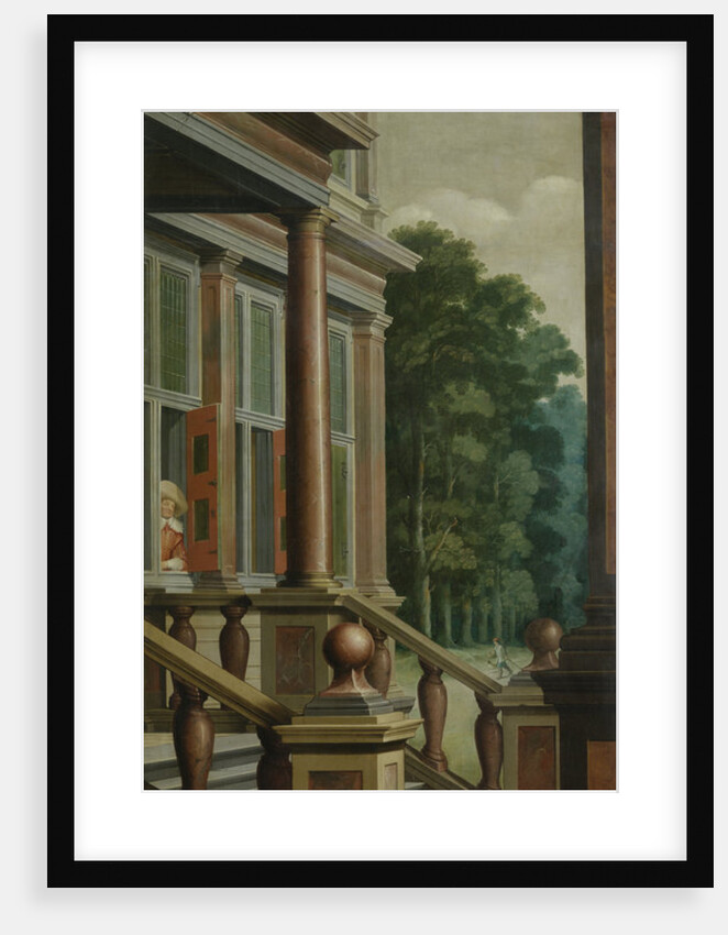 A Staircase, right side of the depiction. One of a seven-part room decoration by Dirck van Delen