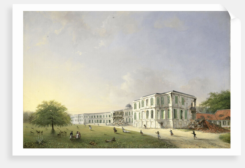 Front View of Buitenzorg Palace after the Earthquake of 10 October 1834, Kota Bogor Java Indonesia by Willem Troost II