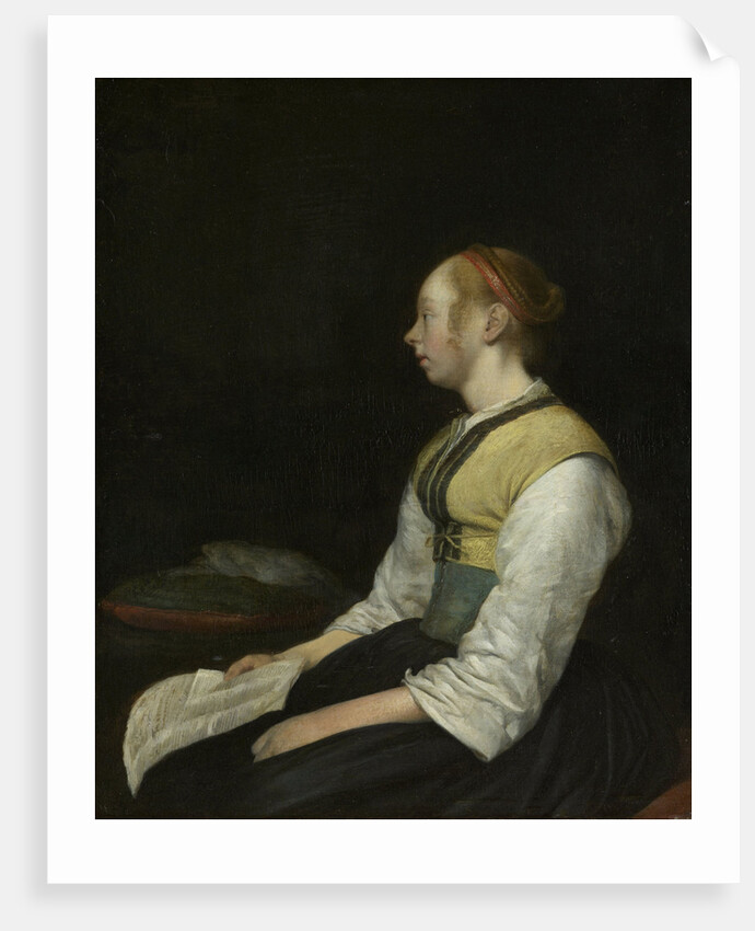 Seated Girl in Peasant Costume by Gerard ter Borch II