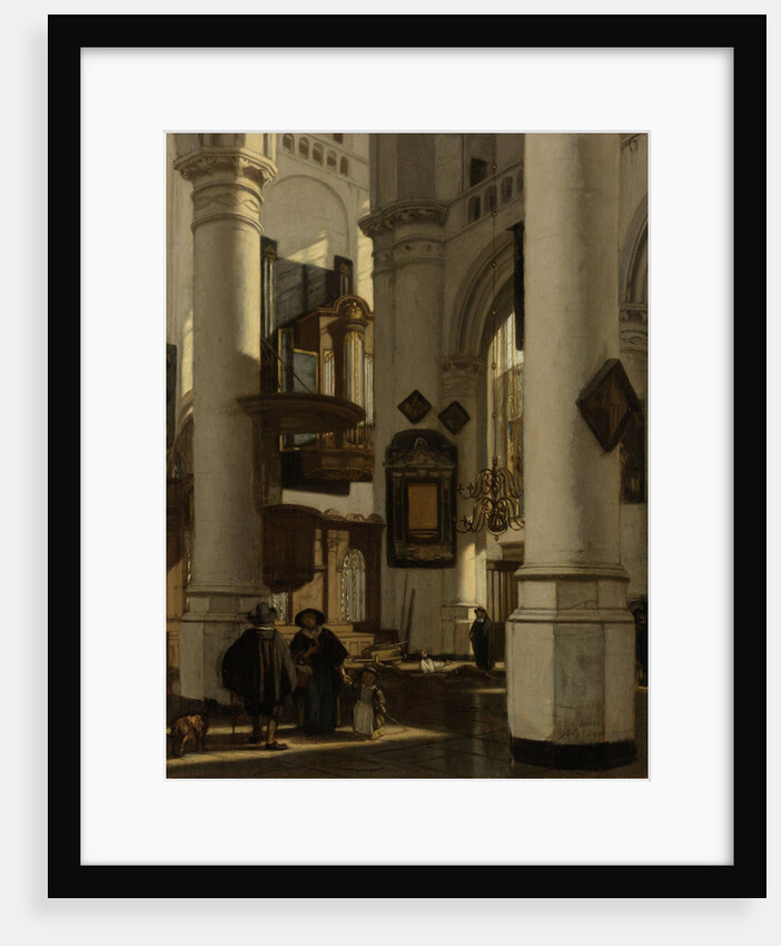 Interior of a Protestant, Gothic Church, with a Gravedigger in the Choir by Emanuel de Witte