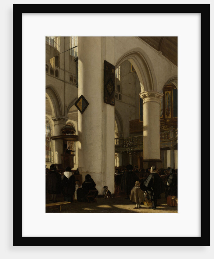 Interior of a Protestant, Gothic Church during a Service by Emanuel de Witte