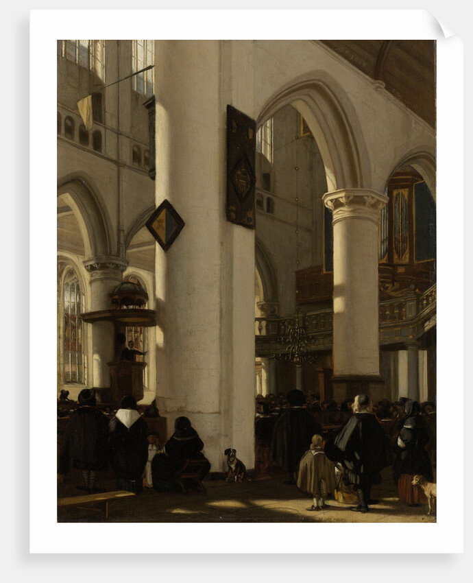 Interior of a Protestant, Gothic Church during a Service by Emanuel de Witte