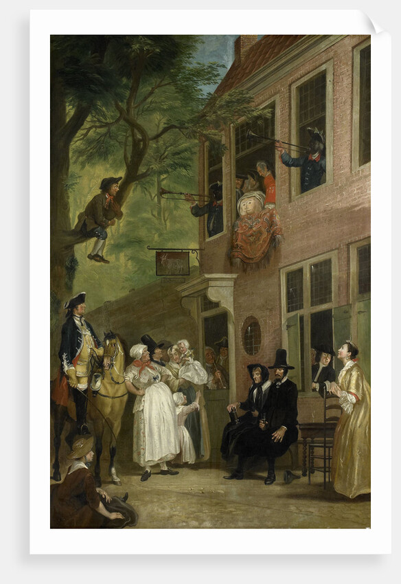 Misled, The Ambassador of the Rascals Exposes himself from the Window of 't Bokki Tavern in the Haarlemmerhout by Cornelis Troost