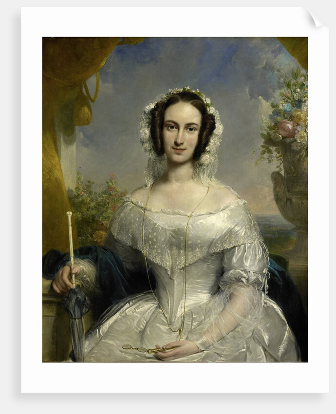 Agatha Petronella Hartsen. Bridal gown on the occasion of her marriage to Jan van der Hoop op 17 maart 1841 by Jan Willem Pieneman