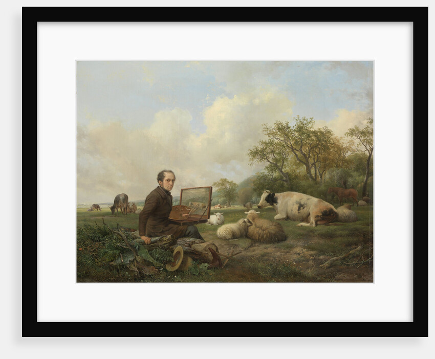 The Artist Painting a Cow in a Meadow by Hendrikus van de Sande Bakhuyzen