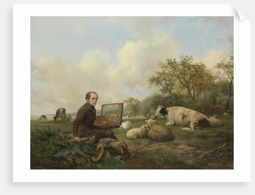 The Artist Painting a Cow in a Meadow by Hendrikus van de Sande Bakhuyzen