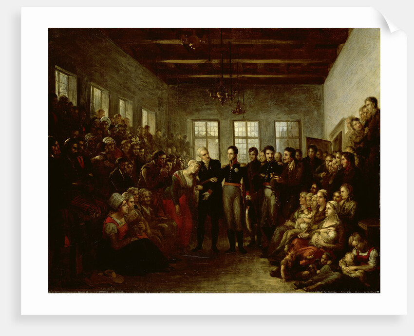Prince of Orange Visits the Victims of the Inundation in the Aalmoezeniersweeshuis Orphanage in Amsterdam by Mattheus Ignatius van Bree