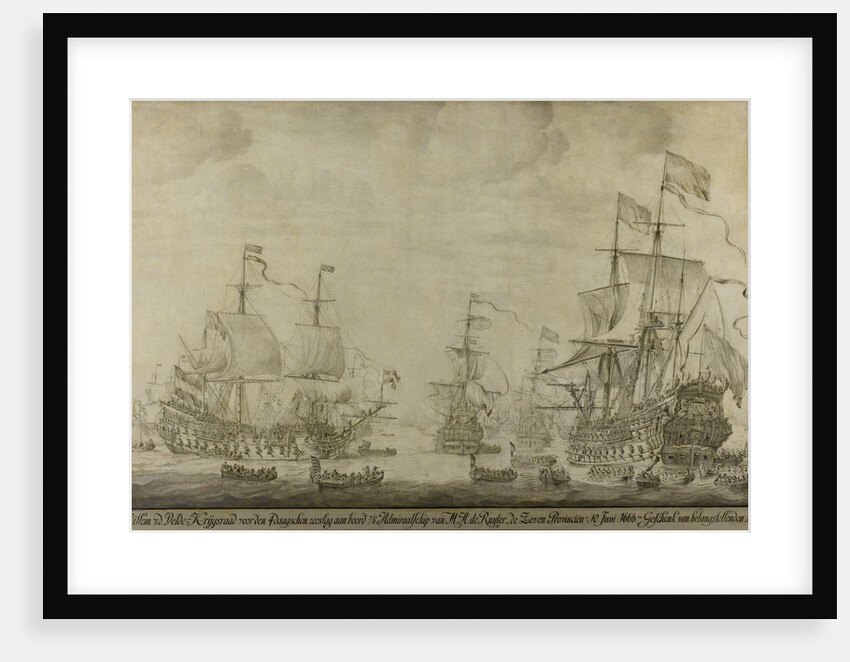 Council of War aboard The Seven Provinces, the Flagship of Michiel Adriaensz de Ruyter, 10 June 1666, preceding the Four Days' Battle by Willem van de Velde I