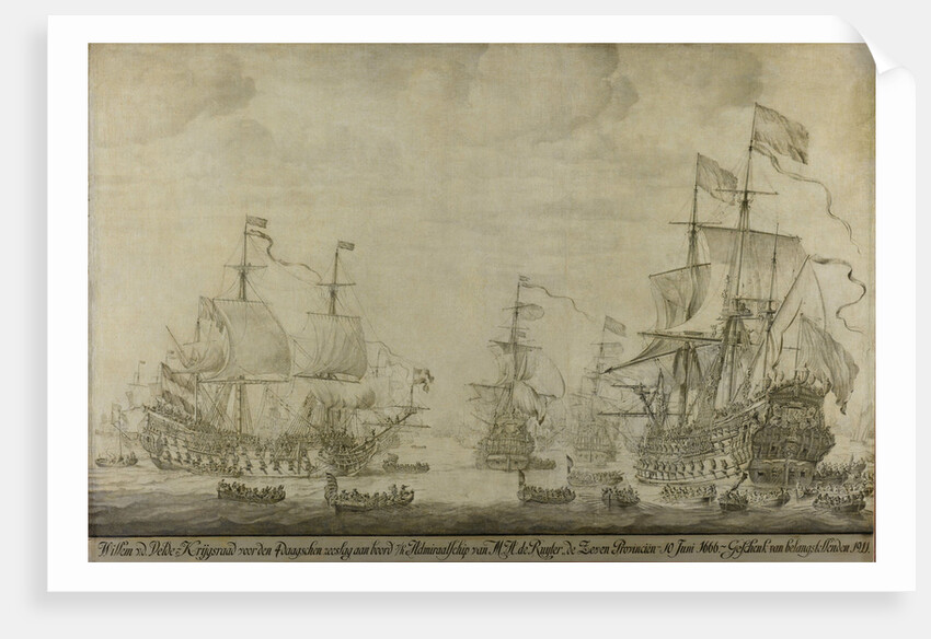 Council of War aboard The Seven Provinces, the Flagship of Michiel Adriaensz de Ruyter, 10 June 1666, preceding the Four Days' Battle by Willem van de Velde I