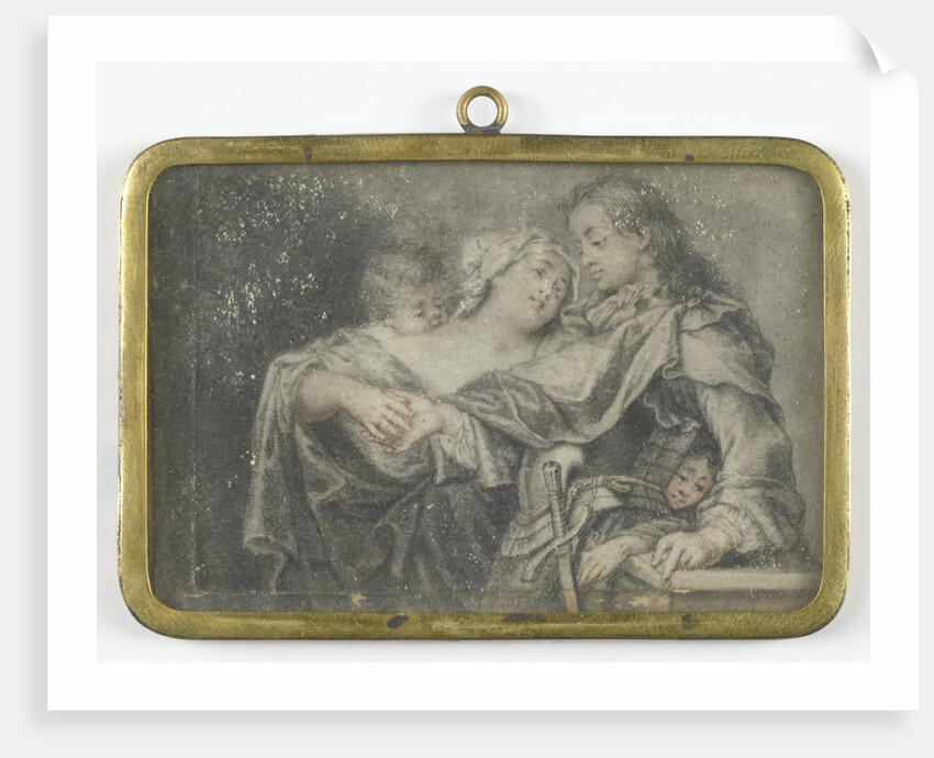 A young woman distracts a soldier while one of her children robs him by Carl Gustav Klingstedt