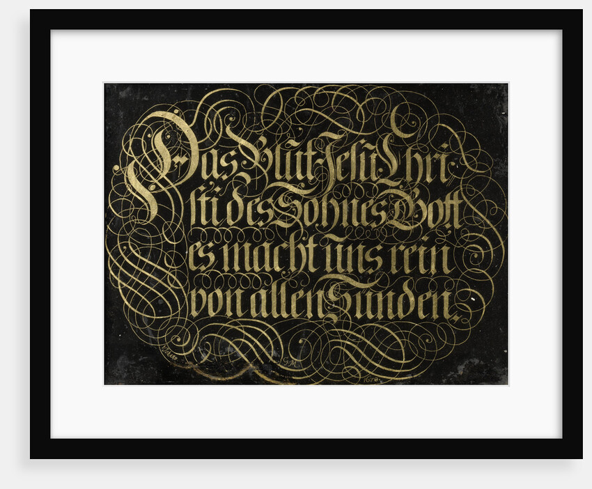 Behind-Glass Painting with Calligraphed Saying: The Blood of Jesus Christ the Son of God Purifies us from all Sin by Johann G. M