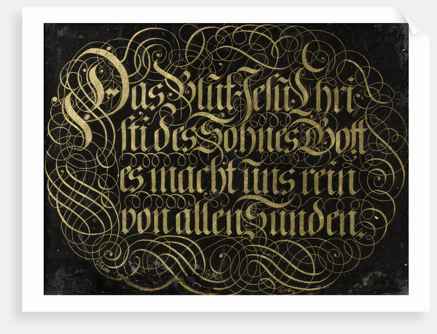 Behind-Glass Painting with Calligraphed Saying: The Blood of Jesus Christ the Son of God Purifies us from all Sin by Johann G. M