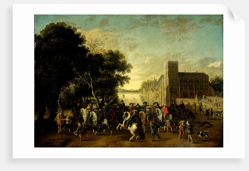 Prince Maurice in the Society of Prince Frederick Henry, Frederick V and his Consort Elizabeth Stuart, King and Queen of Bohemia, and others at his Buitenhof in The Hague by Pauwels van Hillegaert