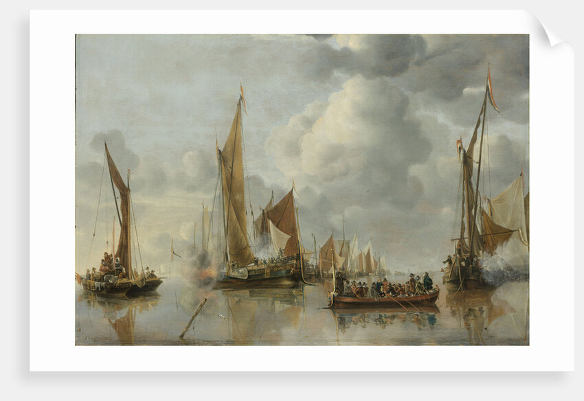 The Home Fleet Saluting the State Barge by Jan van de Cappelle