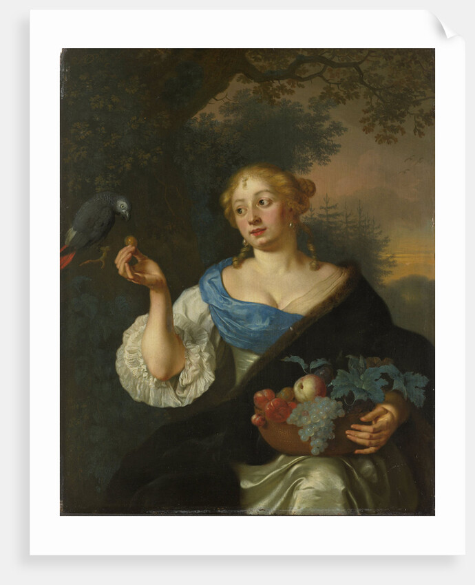 A young Woman with a Parrot by Ary de Vois