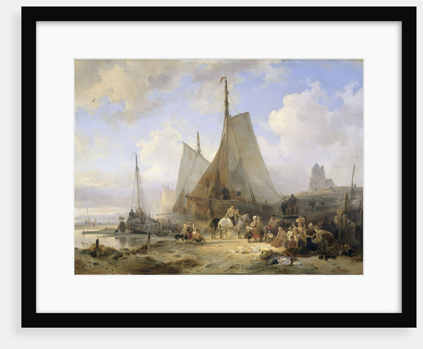 Fishing Boats on the Beach with Fishermen and Women Sorting the Catch by Wijnand Nuijen