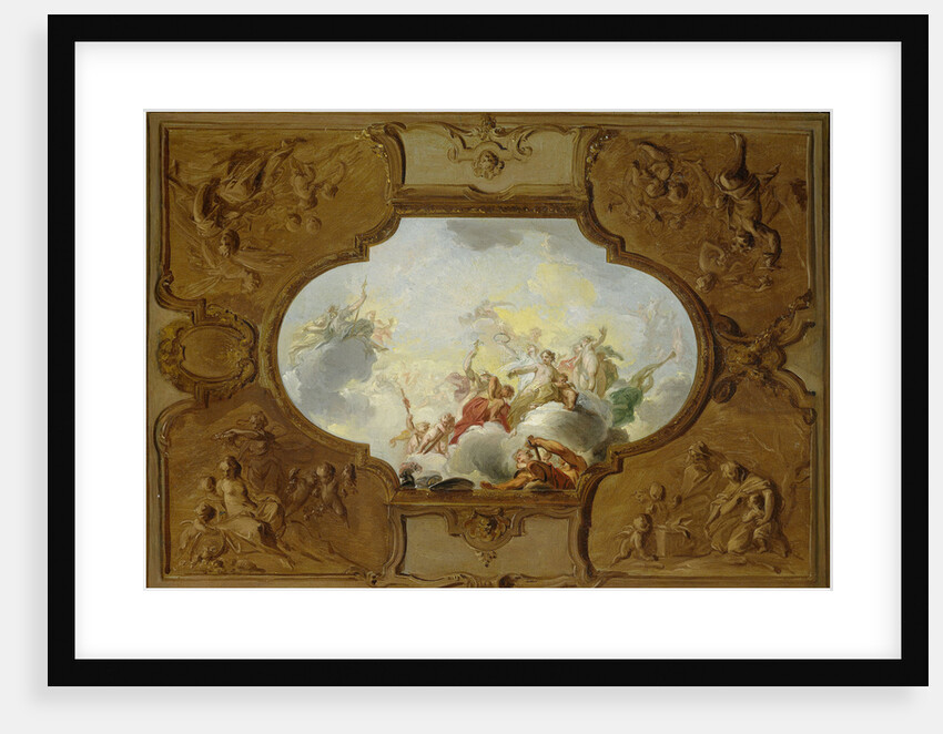 Design for a ceiling painting with the Apotheosis of Aeneas, in the corners the Four Seasons by Jacob de Wit