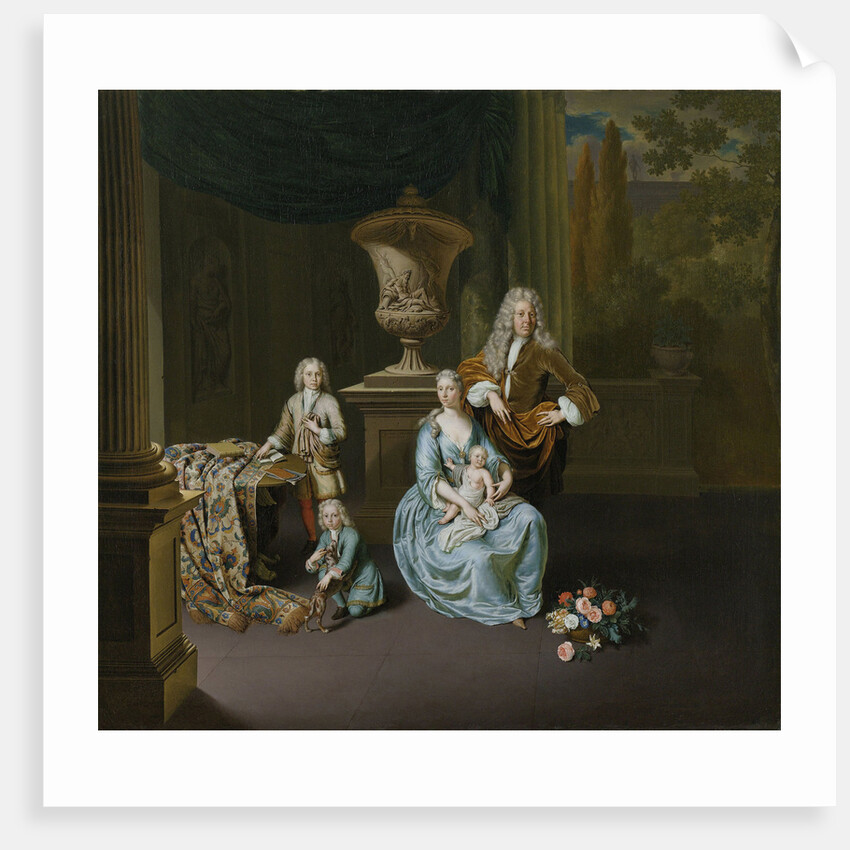 Portrait of Diederik, Baron van Leyden van Vlaardingen with his Wife and three Sons by Willem van Mieris