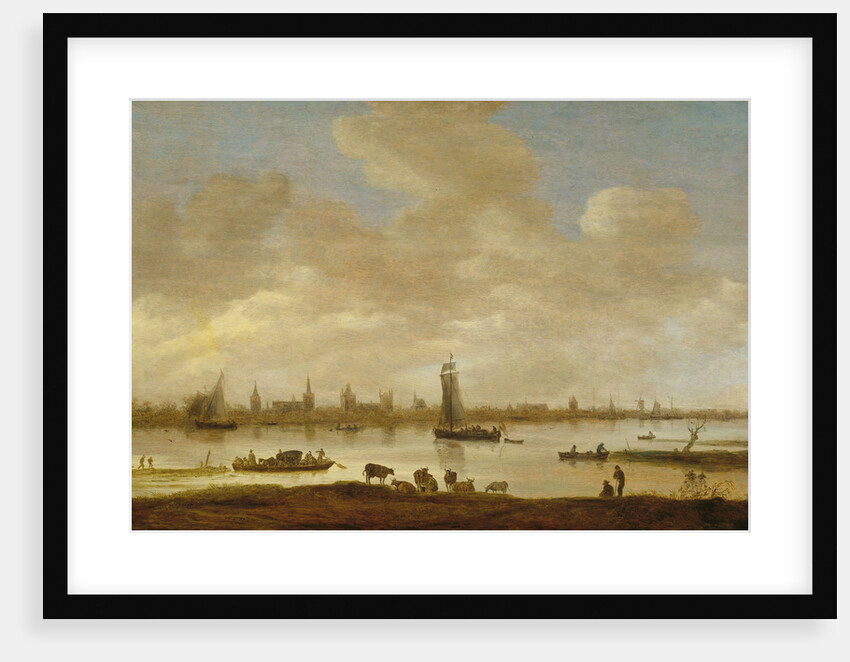 View of an Imaginary Town on a River with the Tower of Saint Pol in Vianen, River Landscape with View of Vianen by Jan van Goyen