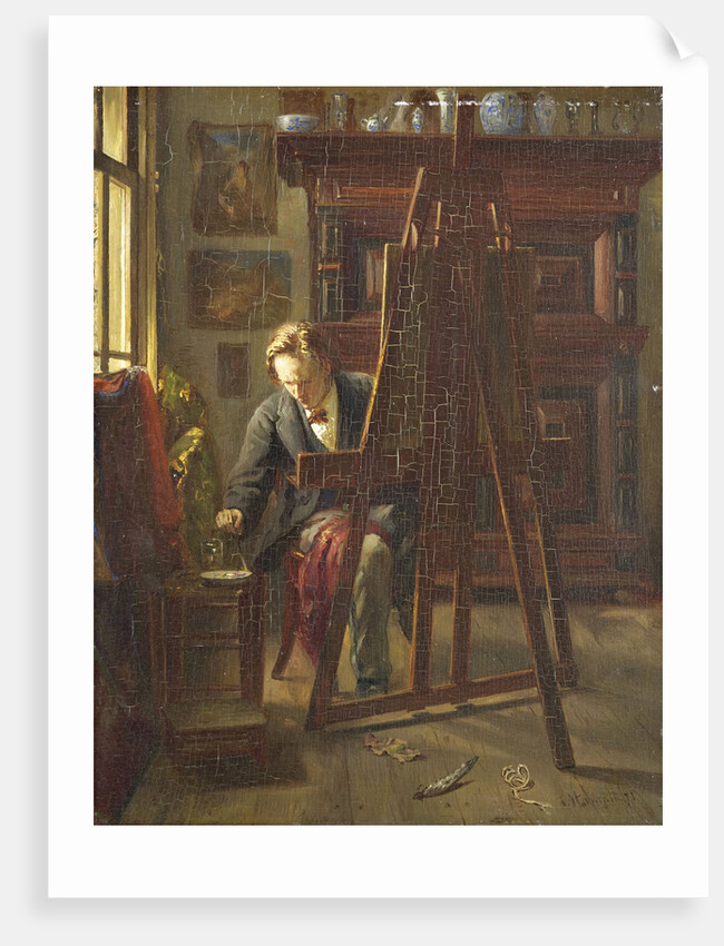 The painter George Jan Hendrik Poggenbeek, 1854-1903 at his studio by Theo Hanrath