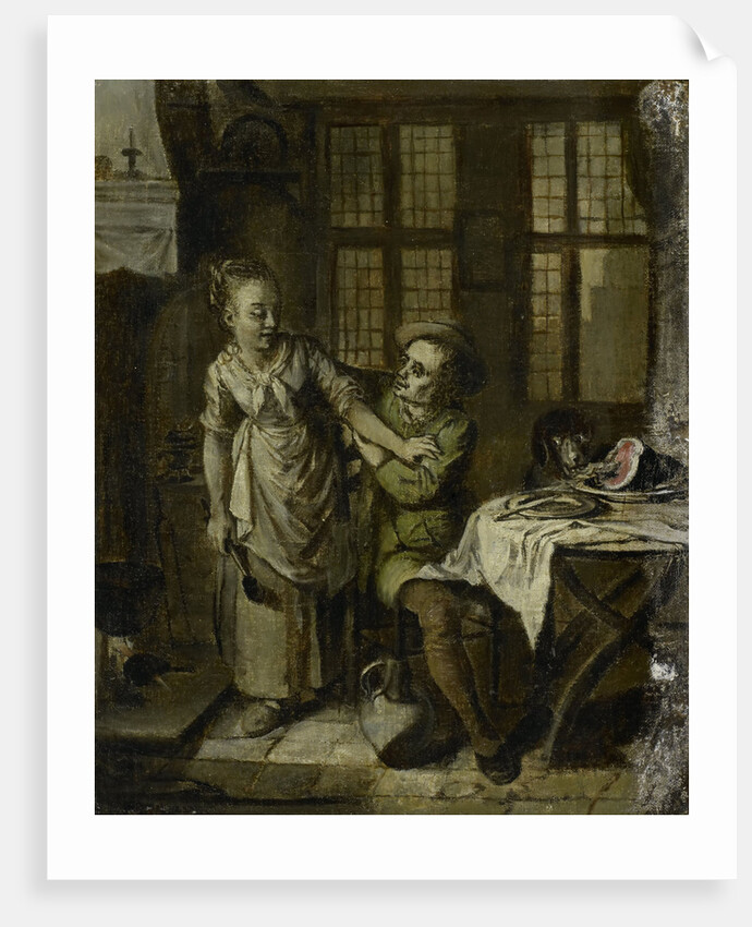 Gallant Scene in a Kitchen Interior by Willem Joseph Laquy